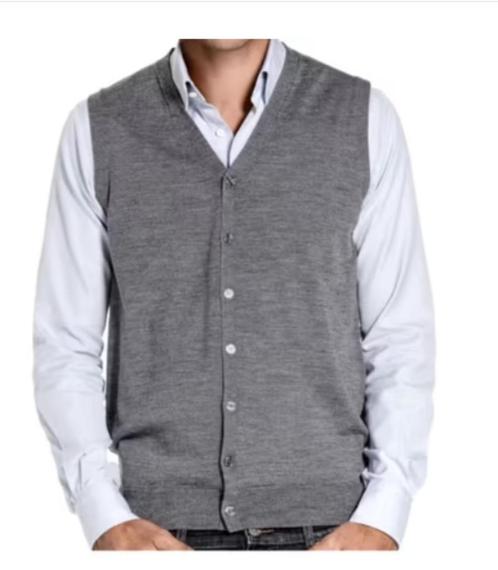 Joe Gilet Harvard grijs 100% extrafine merinowol Large BCBC, Kleding | Heren, Kostuums en Colberts, Nieuw, Maat 52/54 (L), Grijs