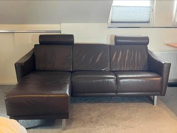 Mooie kwaliteits bruine leren bank van touché 210x90(155) beschikbaar voor biedingen