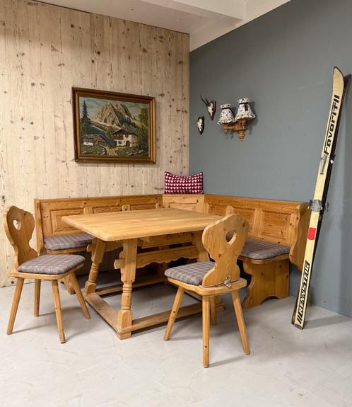 Oostenrijkse hoekset - Alpen Stube set - Eethoek Hoekbank, Antiek en Kunst, Curiosa en Brocante, Ophalen