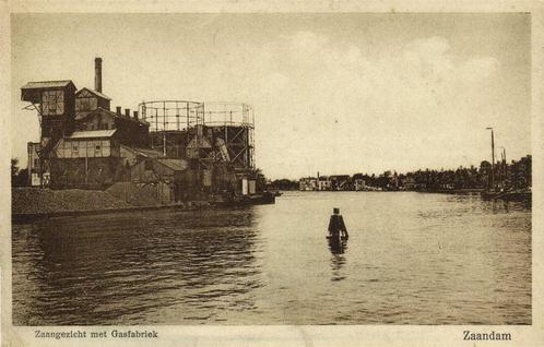 Zaangezicht met Gasfabriek - Zaandam - ongelopen, Verzamelen, Ansichtkaarten | Nederland, Ongelopen, Noord-Holland, 1920 tot 1940
