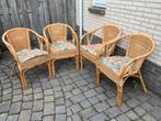4 rotan tuinstoelen, Tuin en Terras, Tuinstoelen, Ophalen, Gebruikt, Rotan, Stapelbaar