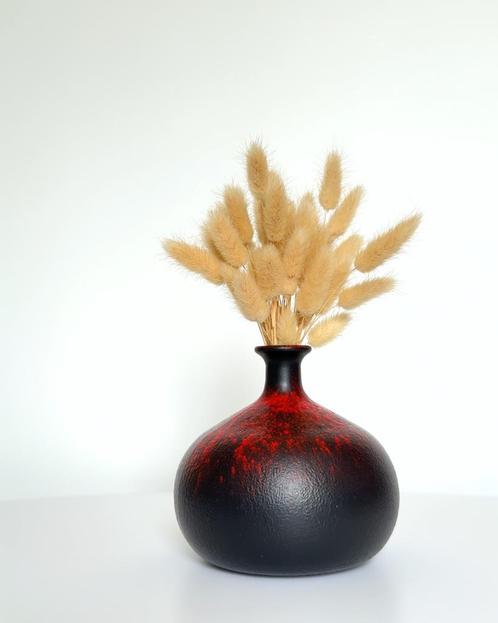 Veba West Germany Vase - Glass with Ceramic fat lava Glaze, Antiek en Kunst, Antiek | Vazen, Ophalen of Verzenden
