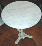 Gietijzeren tafel met marmeren blad 60cm, Zo goed als nieuw, Ophalen