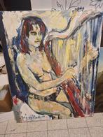 Schilderij harpiste naakt arien winkel, Antiek en Kunst, Ophalen of Verzenden