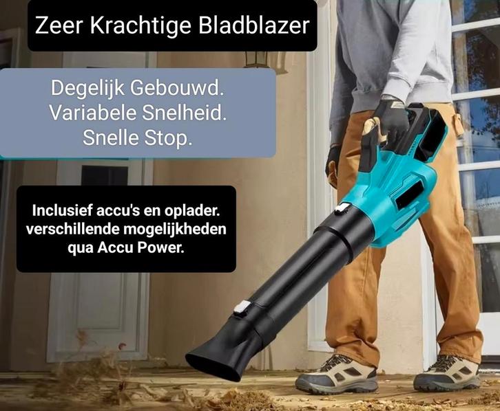 Power Accu Bladblazer incl 2x 6.0ah accu en oplader., Tuin en Terras, Bladblazers, Nieuw, Accu, Ophalen of Verzenden