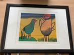 Zeefdruk Corneille 2002 nr. 39/75. Groene en gele vogel, Antiek en Kunst, Kunst | Litho's en Zeefdrukken, Ophalen of Verzenden