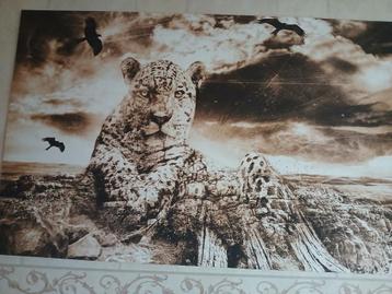 Schilderij van een luipaard op Canvas beschikbaar voor biedingen