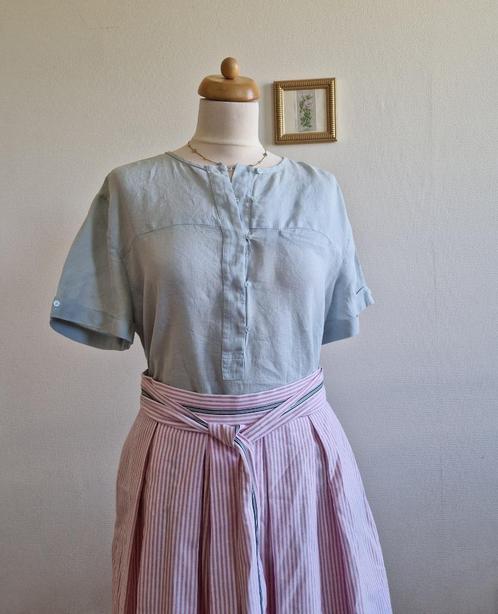 Sissy boy 100% linnen top, Kleding | Dames, Tops, Zo goed als nieuw, Maat 42/44 (L), Blauw, Korte mouw, Verzenden