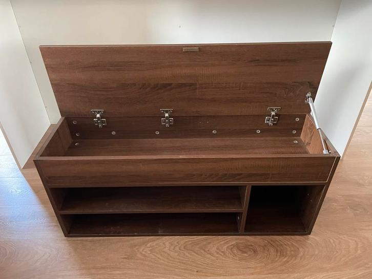 Donkerbruine Halbank met Opbergruimte, Huis en Inrichting, Kasten | Overige, Gebruikt, Ophalen