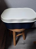 Blauw witte tupperware broodbak met deksel, Ophalen, Gebruikt, Blauw