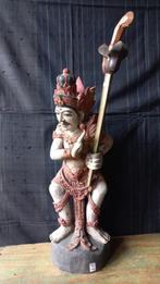 Polychroom beschilderde kerishouder van jackfruithout, Ophalen of Verzenden