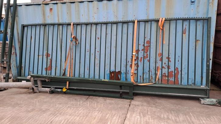 Heras Delta schuifhek doorgang 3m, 2m hoog totaal 5,30m, Tuin en Terras, Tuinhekken en Hekwerk, Gebruikt, Spijlenhekwerk, IJzer