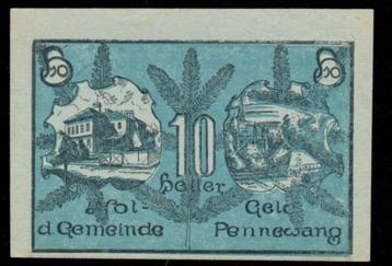 Noodgeld - Pennewang 10 en 50 Heller 1920 - UNC. beschikbaar voor biedingen