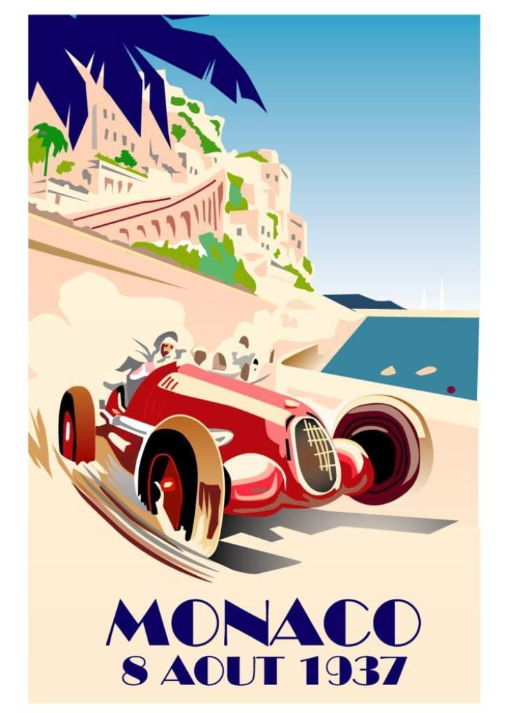 Grand Prix poster - 1937 - overdruk, Verzamelen, Posters, Nieuw, Sport, Rechthoekig Staand, Verzenden