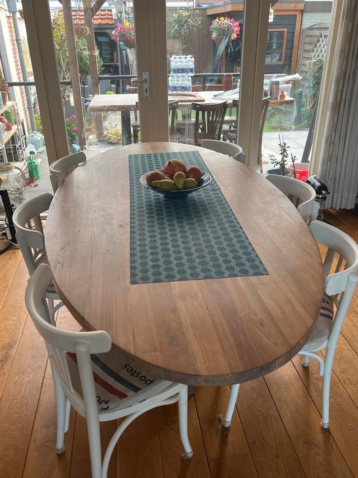 Café Stoelen Set 6 stuks, Huis en Inrichting, Stoelen, Gebruikt, Vijf, Zes of meer stoelen, Hout, Wit, Ophalen