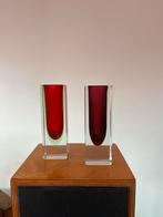 Zeldzame Sommerso Murano Vaasjes - Jaren 70, Ophalen of Verzenden, Minder dan 50 cm, Rood, Glas