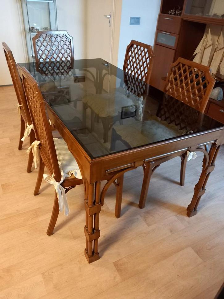 Spaanse Rotan eethoek van Mico y Estelles Valencia, Huis en Inrichting, Complete eetkamers, Gebruikt, Ophalen of Verzenden