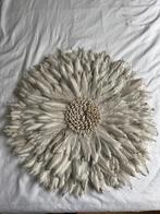 Wanddecoratie van veren en schelpen uit Indonesie, Huis en Inrichting, Woonaccessoires | Wanddecoraties, Ophalen, Zo goed als nieuw