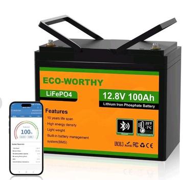 12V 100Ah LiFePO4 Accu met Bluetooth eco worthy beschikbaar voor biedingen