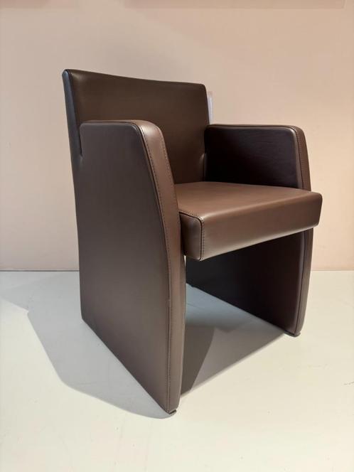 4 x D12 Hülsta Eetkamerstoelen, Huis en Inrichting, Stoelen, Nieuw, Vier, Leer, Bruin, Ophalen