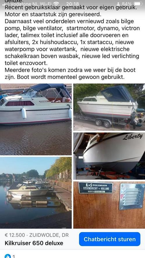 Kajuitboot kilkruiser  650 de luxe, Watersport en Boten, Speedboten, Gebruikt, 6 meter of meer, Benzine, 70 tot 120 pk, Polyester