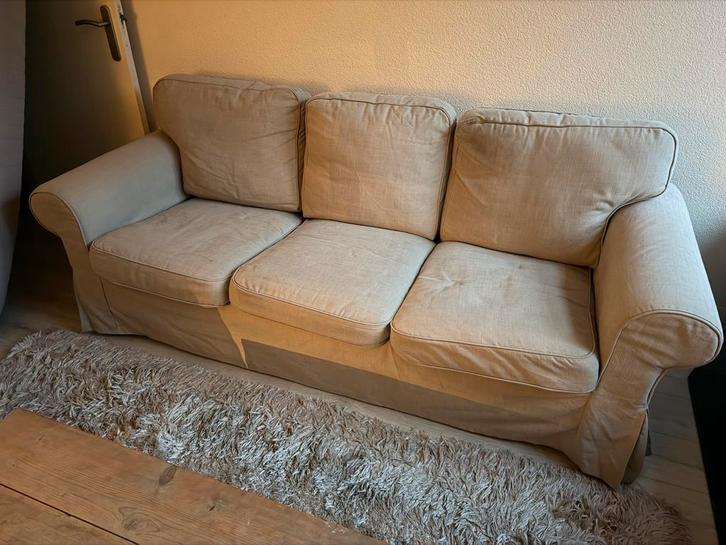 IKEA EKTORP 3-zitsbank - Lichtbeige, Huis en Inrichting, Banken | Bankstellen, Zo goed als nieuw, Rechte bank, Driepersoons, 200 tot 250 cm