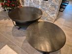 Mangohouten salontafels - Zwart - 90cm & 70cm, Ophalen, Gebruikt, Rond, Industrieel