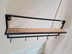 Kapstok an mangohout en zwart staal, Huis en Inrichting, Woonaccessoires | Kapstokken, Zo goed als nieuw, Minder dan 100 cm, Metaal