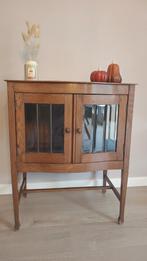 Prachtig antiek vintage theekastje | glas in lood, Huis en Inrichting, Kasten | Vitrinekasten, Eikenhout, Zo goed als nieuw, Onbekend
