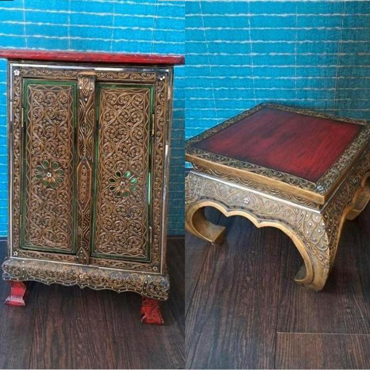 Oosters Kabinetje & Bijzettafel, Huis en Inrichting, Kasten | Buffetkasten, Gebruikt, Minder dan 100 cm, Minder dan 50 cm, Minder dan 25 cm