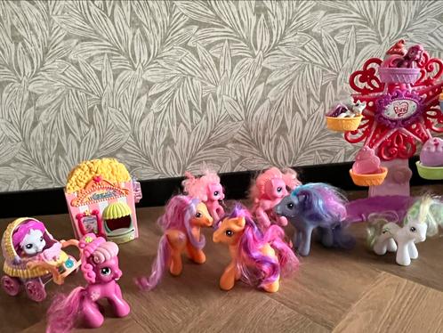 Set my little pony’s met accessoires en werkend reuzenrad, Kinderen en Baby's, Speelgoed | My Little Pony, Zo goed als nieuw, Verzenden
