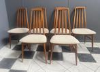 60 jaren DEENS teak 6x EVA stoelen Niels Koefoed crème wit, Ophalen, Hout, Gebruikt, Overige kleuren