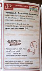 Rembrandts Amsterdam Experience €9,50 p.p., Tickets en Kaartjes, Musea, Drie personen of meer, Kortingskaart