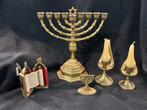 Joodse menorah kandelaar thorarol thora scrol massief koper, Ophalen of Verzenden, Koper of Brons
