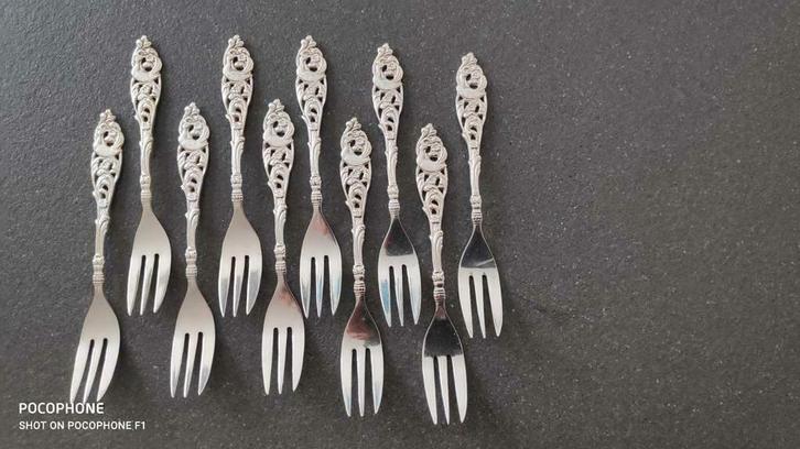 10 gebak/cake vorkjes PAUW, G. Nilsson, GN Gero 90, 1927-'57, Antiek en Kunst, Antiek | Bestek, Ophalen of Verzenden