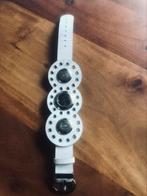 JUST CAVALLI wit leren horloge met speelse wijzer, Overige merken, Leer, Staal, Polshorloge