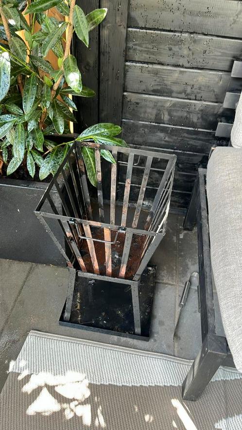 Vuurkorf vierkant met onderplaat, Tuin en Terras, Vuurkorven, Gebruikt, Vuurkorf, Ophalen of Verzenden