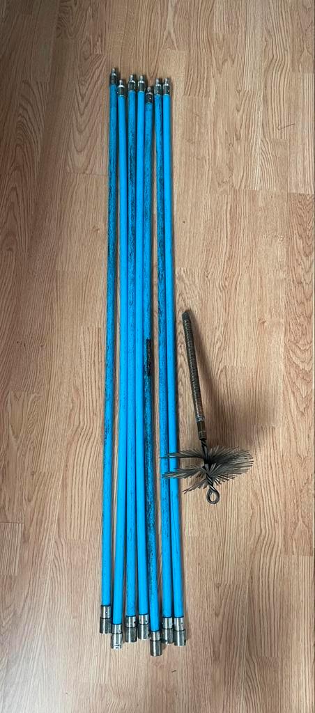 Schoorsteenveegset, schoorsteen veeg set, Huis en Inrichting, Haarden, Zo goed als nieuw, Houthaard, Ophalen