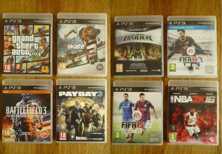 Doos 6x PSP3 games: Fifa / NBA / GTA / Battlefield /Payday 2, Spelcomputers en Games, Spelcomputers | Sony PlayStation 3, Gebruikt