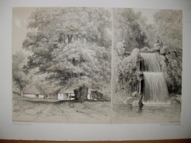011  / St.Jansberg De Holle Dreun Waterval Foto Litho 1887, Antiek en Kunst, Kunst | Litho's en Zeefdrukken, Ophalen of Verzenden