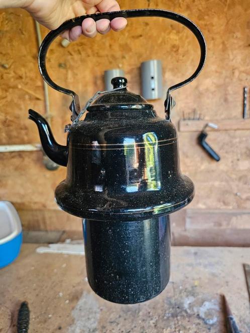 vintage emaille koffie-/theeketel zwart kampvuurmodel, Antiek en Kunst, Antiek | Emaille, Ophalen of Verzenden