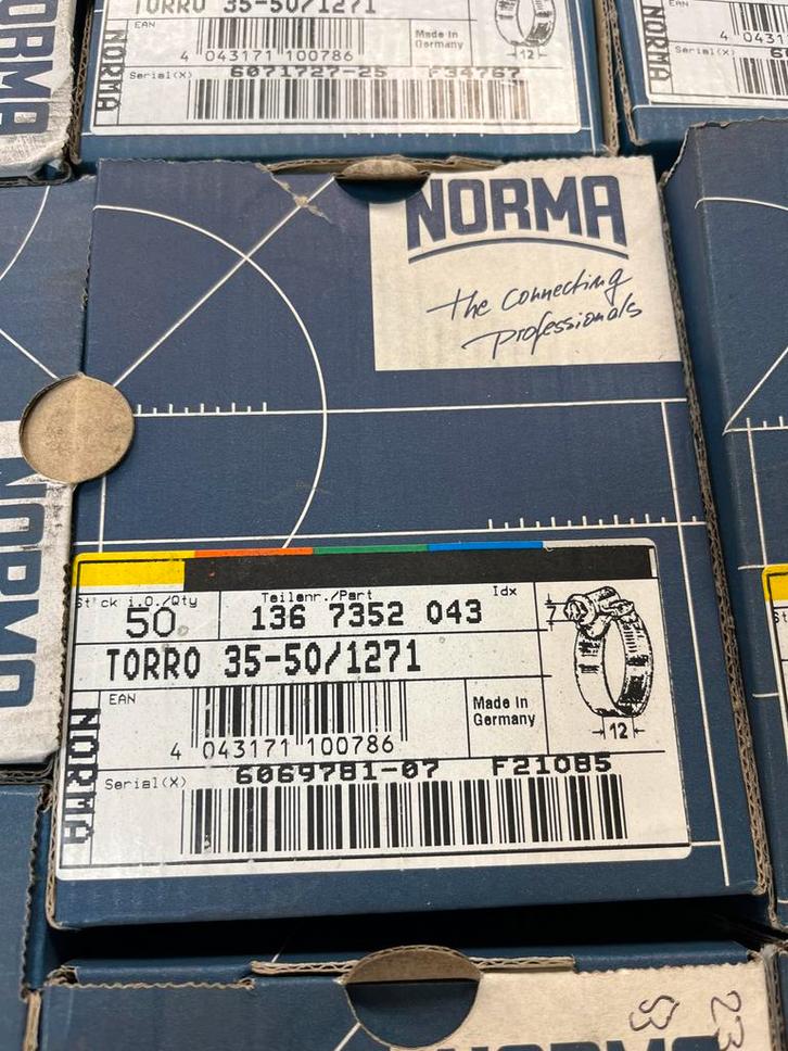 Norma Torro Slangklemmen - Nieuw in Doos, Doe-het-zelf en Verbouw, IJzerwaren en Bevestigingsmiddelen, Nieuw, Minder dan 50 mm