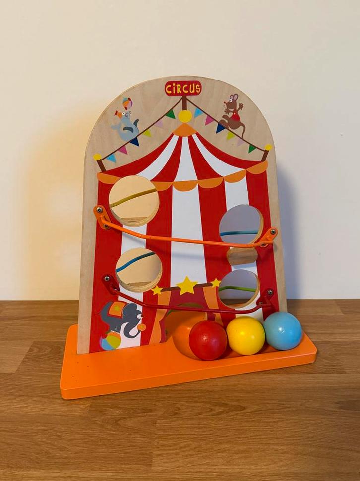 Circus Houten Ballenbaan / Knikkerbaan, Kinderen en Baby's, Speelgoed | Houten speelgoed, Gebruikt, Overige typen, Ophalen of Verzenden