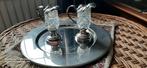 ANTIEK KRISTAL m. ZILVER  WATER / WIJN STEL+  SCHAAL  150,-, Verzenden