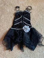 Carnaval gothic jurkje zwart-zilver mt. Xs (176), Ophalen of Verzenden, Zo goed als nieuw, 170 of groter, Meisje
