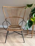 Rotan Stoel met Metalen Onderstel, Huis en Inrichting, Fauteuils, Ophalen, Gebruikt, Minder dan 75 cm, Riet of Rotan