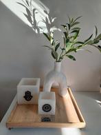 Marokkaanse waxkaarsen kaarsen wit windlichten, Wit, Ophalen of Verzenden, Zo goed als nieuw, Hout