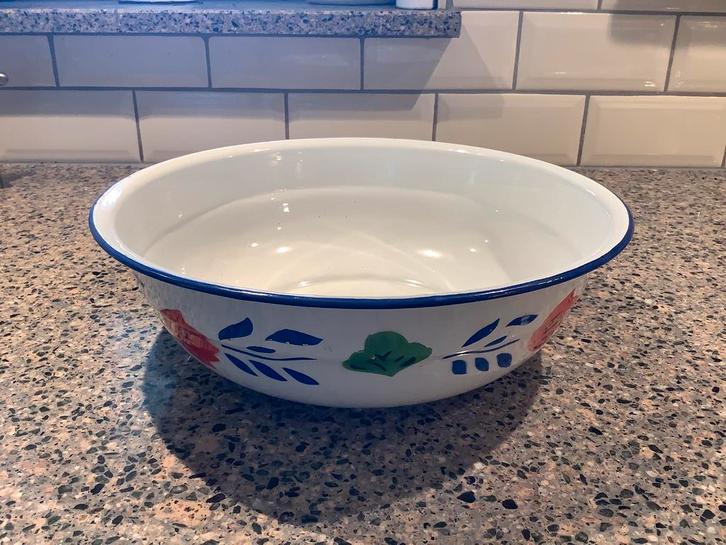 💙MOOIE gave emaille schaal️❤️ met boerenbont motief, Huis en Inrichting, Keuken | Keukenbenodigdheden, Zo goed als nieuw, Ophalen of Verzenden