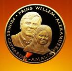 ** PENNING  Alexander en Amalia -  Kwaliteit -  Gold Plated, Postzegels en Munten, Penningen en Medailles, Verzenden, Goud, Nederland