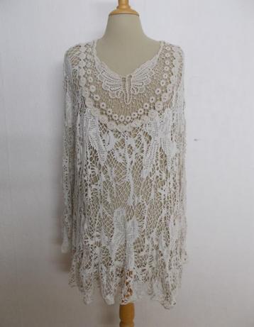 Ibiza/boho beige haak look tuniek/top! XL beschikbaar voor biedingen
